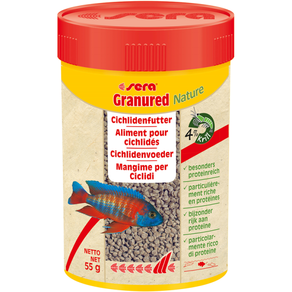 sera Granured Nature 100 ml / 55 g, Hauptfutter für kleinere carnivore Cichliden