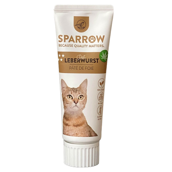 Sparrow Pet Snack Leberwurst mit CBD 75 g, Katzen-Snack