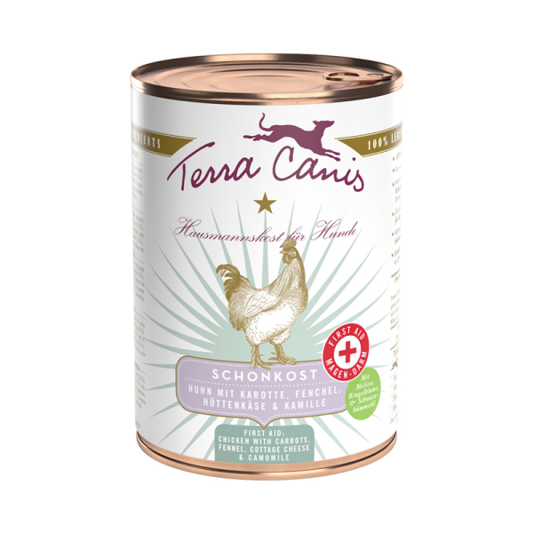 Terra Canis Dog Dose First Aid Schonkost Huhn & Karotten 400 g, spezielles Nassfutter für Hunde
