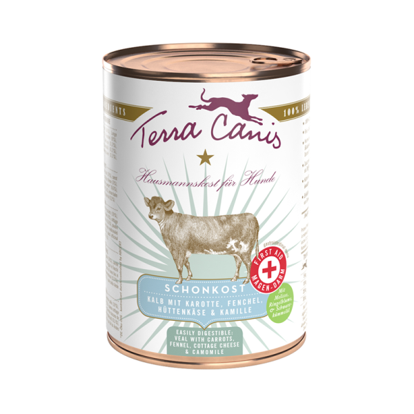 Terra Canis Dog Dose First Aid Schonkost Kalb & Karotten 400 g, spezielles Nassfutter für Hunde