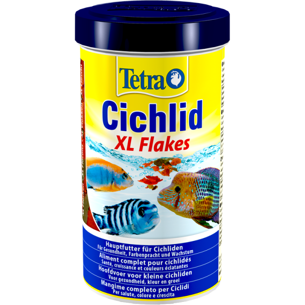 Tetra Cichlid XL Flakes 500 ml / 80 g, Hauptfutter für alle Cichliden - mit der patentierten BioActive Formel.