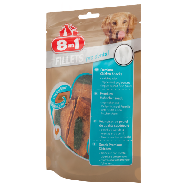 8in1 Dog Fillets Pro Dental 80 g, Premium Hähnchensnack