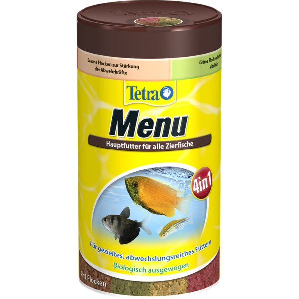 Tetra Menu 250 ml / 64 g, 4 Spezialflocken für eine gezielte und abwechslungsreiche Ernährung aller Zierfische