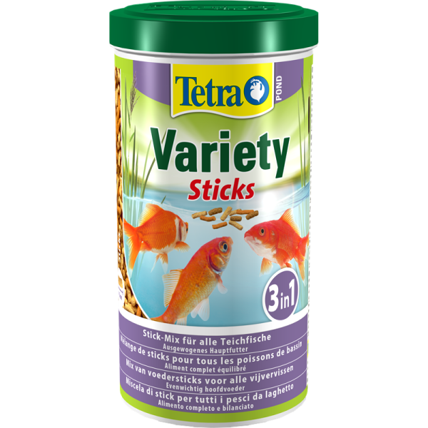 Tetra Pond Variety Sticks 1 l / 150 g, Hauptfutter Mischung aus drei verschiedenen Sticks, die den Bedürfnissen der Fische nach einer abwechslungsreichen und ausgewogenen Ernährung gerecht wird.