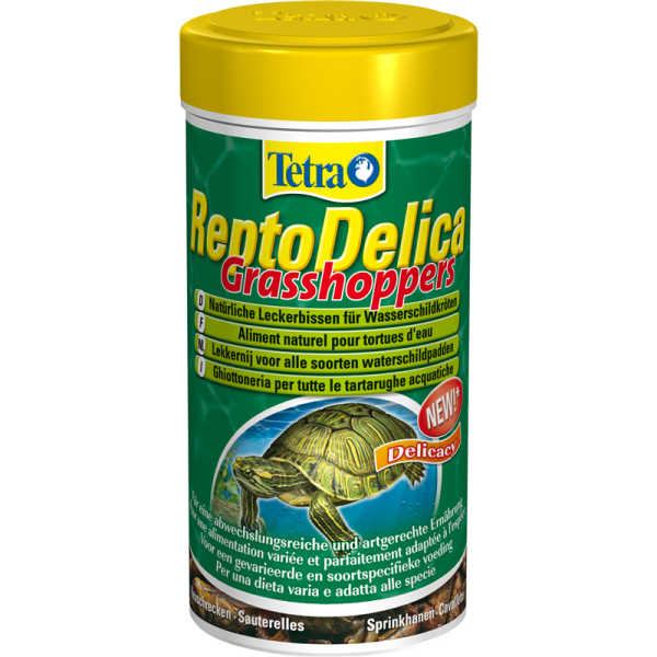 Tetra ReptoDelica Grasshoppers 250 ml / 28 g, Natürliche Leckerbissen für Wasserschildkröten.