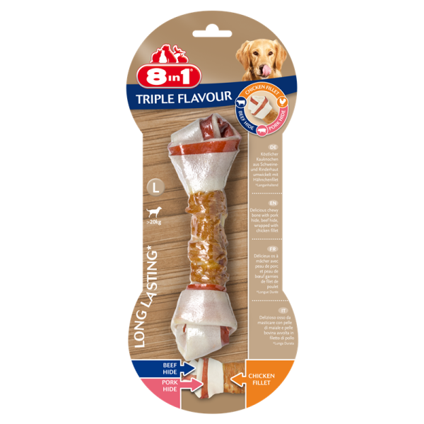 8in1 Triple Flavour Bone L 85 g, Hundesnack