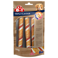 8in1 Triple Flavour Rolls 113 g, Hundesnack