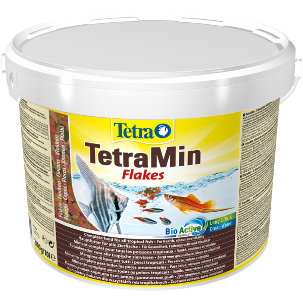 TetraMin Flakes 10 l / 2,1 kg, Sorgfältig ausgewählte Mischung aus hochwertigen und funktionalen Nährstoffen mit Vitaminen, Mineralien und Spurenelementen für eine vollwertige, tägliche Ernährung.