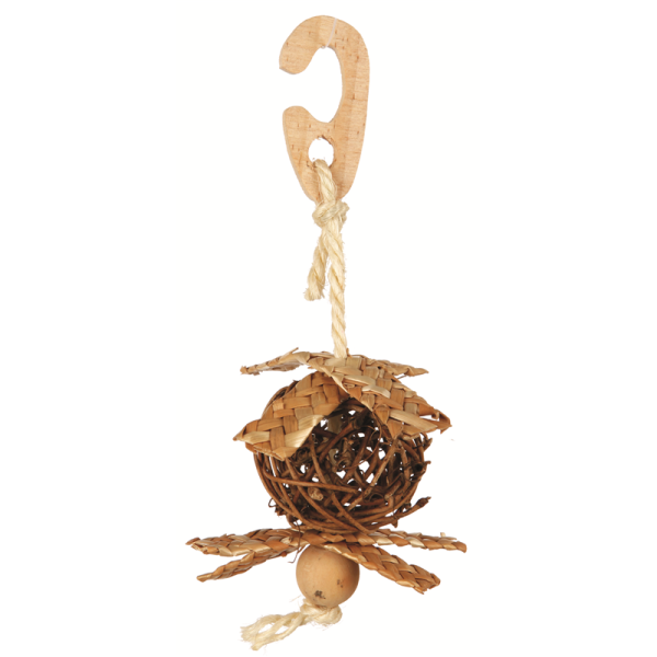 Trixie Natural Living Weidenball am Sisalseil ø 5,5 cm, 18 cm, Vogelspielzeug