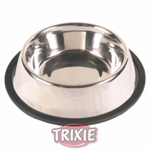 Trixie Edelstahlnapf Gummiring ø 24 cm / 2,8 Liter, Hunde Zubehör