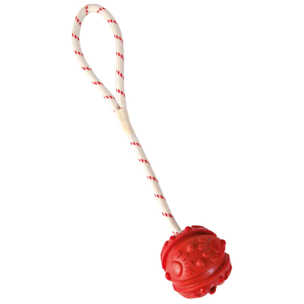 Trixie Naturgummi Ball am Seil schwimmfähig ø 7 cm / 35 cm, Hunde Spielzeug