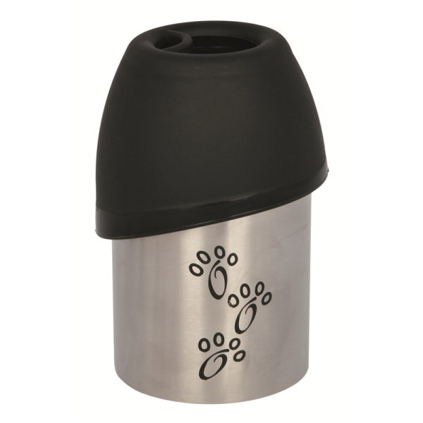 Trixie Reisetrinkflasche Edelstahl mit Kunststofftrinknapf 300 ml, Hund Unterwegs