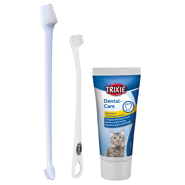 Trixie Zahnpflege-Set für Katzen, Für die Rundum-Pflege von Katzenzähnen.
