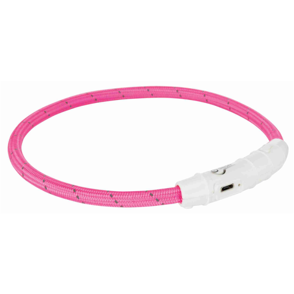 Trixie Leuchtring Flash USB pink L-XL 65 cm / ø 7 mm, Hunde Zubehör