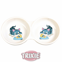 Trixie Keramik Doppelnapf mit Katzendruck 2 x 0,15...