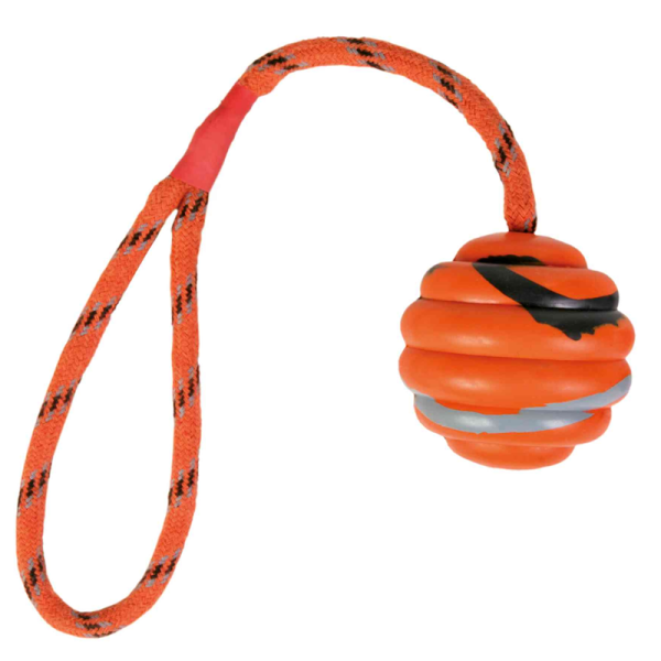 Trixie Naturgummi Wellenball am Seil ø 6 cm / 30 cm, Hunde Spielzeug