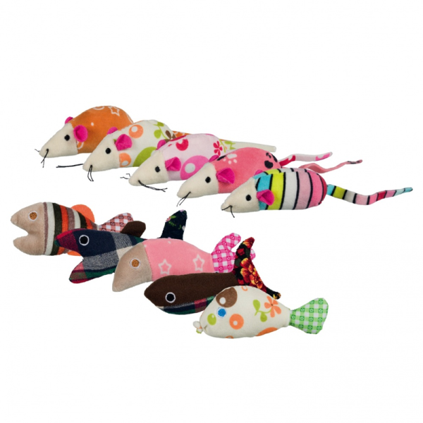 Trixie Catnip Maus oder Fisch 9 - 12 cm sortierte Formen, Katzenspielzeug, 1 Stück