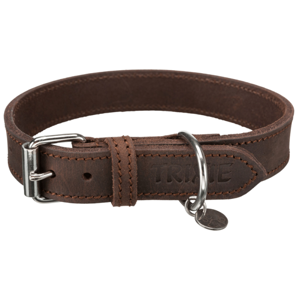 Trixie Rustic Fettleder Halsband dunkelbraun M, Maße: 37-44 cm/25 mm