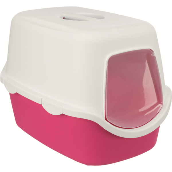 Katzentoilette Vico mit Haube, pink/weiß, Maße:40 × 40 × 56 cm, Katzentoilette Vico mit Haube