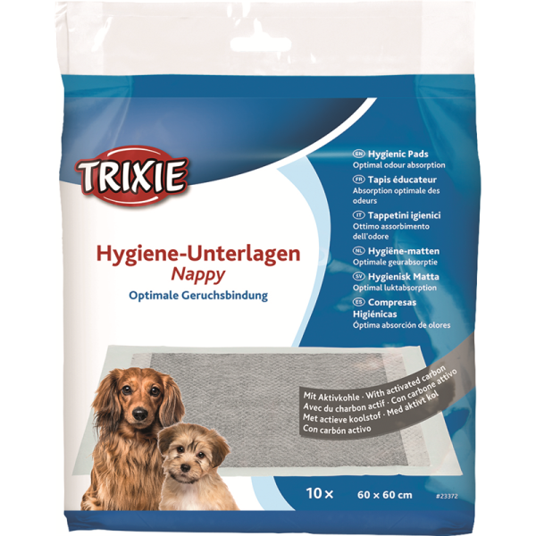 Trixie Hygiene-Unterlage Nappy, Aktivkohle, 60 x 60 cm, 10 Stk., Hundezubehör Welpe