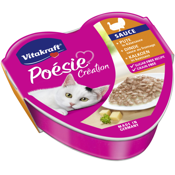 Vitakraft Poésie Création Pute in Käsesauce 85g Schale, Katzenfeuchtnahrung
