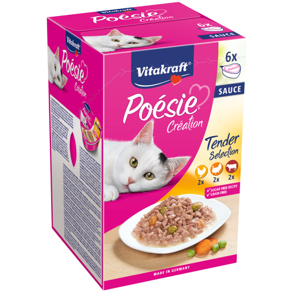 Vitakraft Poésie Sauce Multipack 6 x 85 g Schale, Nassfutter für Katzen