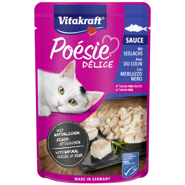 Vitakraft Poésie Délice m. Seelachs in Sauce 85g PB, Nassfutter für Katzen