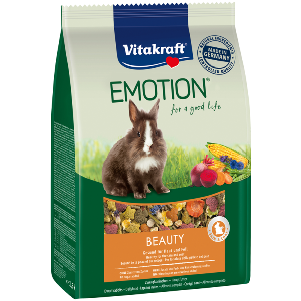 Vitakraft Emotion Beauty Selection Adult 1,5 kg, Alleinfuttermittel für ausgewachsene Zwergkaninchen.