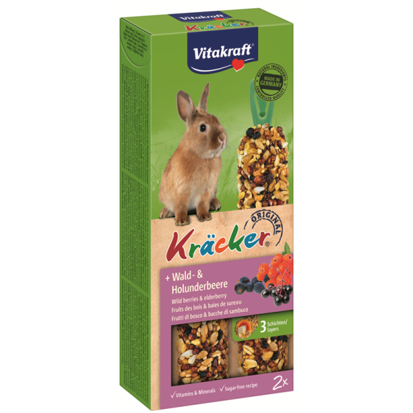 Vitakraft Kräcker Wald- & Holunderbeere für Zwergkaninchen, 2er-Pack