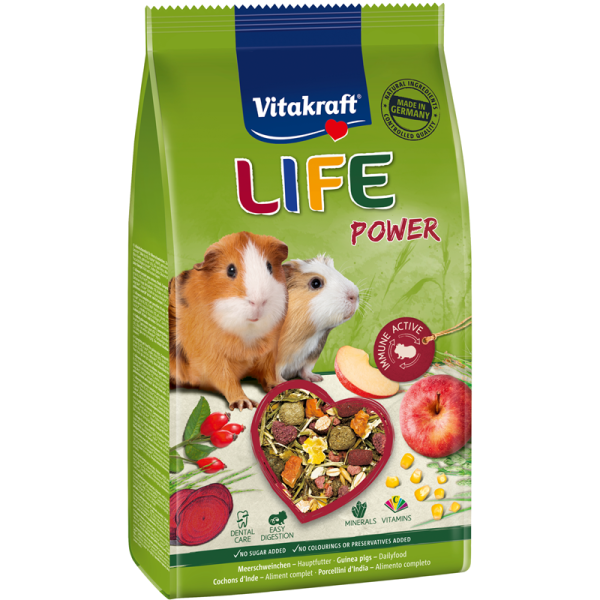 Vitakraft Futter Life Power für Meerschweinchen 600 g, Die Powermischung für Vitalität und Fitness