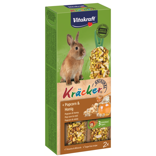 Vitakraft Kräcker Popcorn & Honig für Zwergkaninchen, 2er-Pack