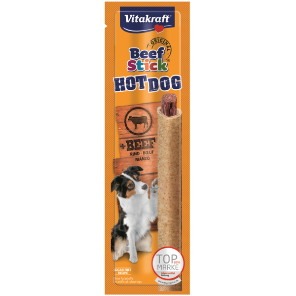 Vitakraft Hundesnack Beef-Stick Hot Dog, Die delikate Belohnungs-Mahlzeit für zwischendurch