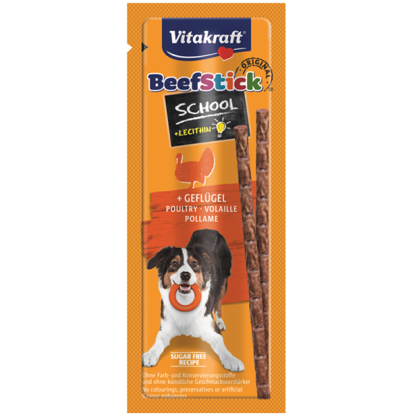 Vitakraft Hundesnack Beef-Stick® School Geflügel, Der konzentrationssteigernde Snack