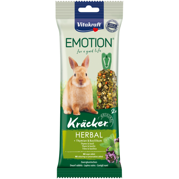 Vitakraft Emotion Kräcker Herbal 2 Stück, Snack für Zwergkaninchen