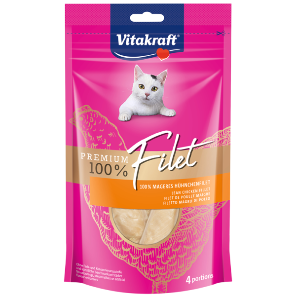 Vitakraft Premium Filet Huhn 4 Stück, 70 g, Snack für Katzen
