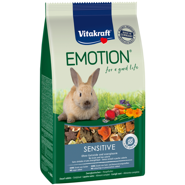 Vitakraft Emotion Sensitive Selection All Ages Zwergkaninchen 600 g, Alleinfuttermittel für ausgewachsene Zwergkaninchen.