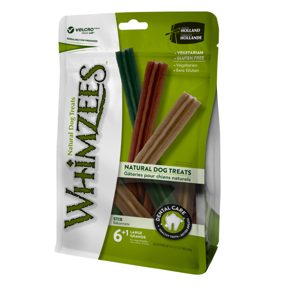 Whm. Dog Snack Stix L 360g WH318, Whimzees Stix - Ergänzungsfuttermittel für Hunde. Vegetarischer Zahnpflege-Snack. Dank seiner Form lässt sich der Stick gut im Maul halten, reinigt sogar die am schwersten erreichbaren Zähne und verhindert schlechten Atem und Zahnsteinbildung.