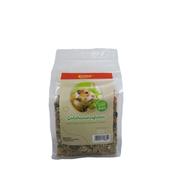 zookauf Nager Futter Premium für Goldhamster 450 g, Mischfuttermittel für Goldhamster zur Verwendung als Hauptfutter.