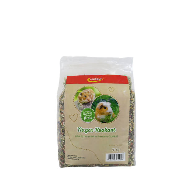 zookauf Nager Futter Premium Krokant 4 kg, Nager Krokant ist ein Ergänzungsfuttermittel für Zwergkaninchen und Meerschweinchen