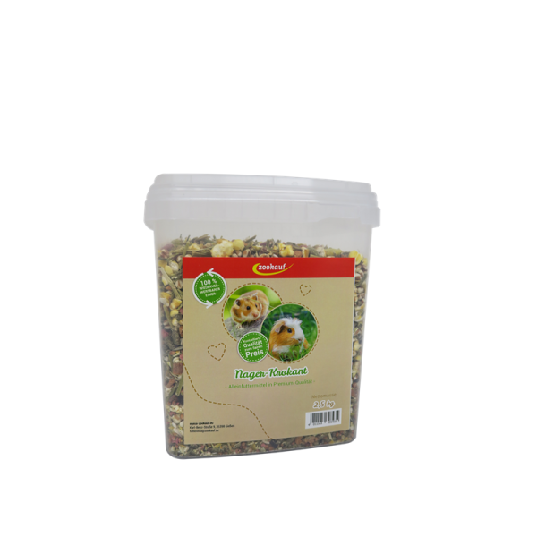 zookauf Nager Futter Premium Krokant im Eimer 2,5 kg, Nager Krokant ist ein Ergänzungsfuttermittel für Zwergkaninchen und Meerschweinchen.