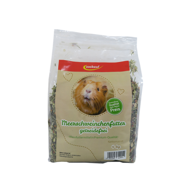 zookauf Meerschweinchenfutter Premium getreidefrei 4 kg, Alleinfuttermittel für Meerschweinchen