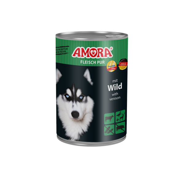 AMORA Fleisch Pur Wild 400g, Alleinfuttermittel für Hunde