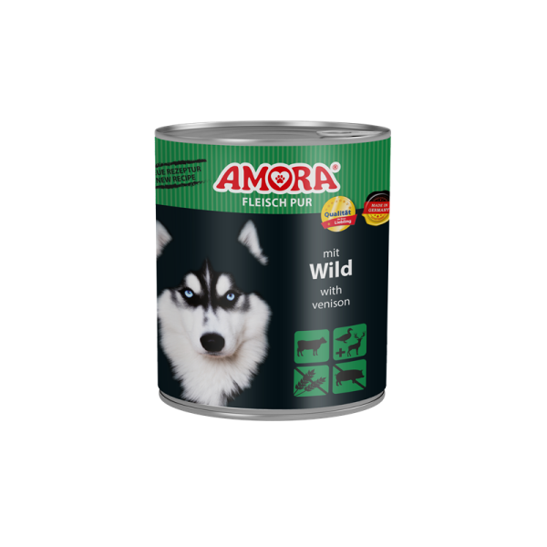 AMORA Fleisch Pur Wild 800g, Alleinfuttermittel für Hunde