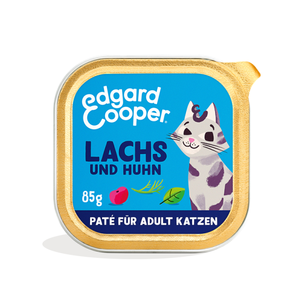 Edgard & Cooper Paté Adult MSC-Lachs und Freilaufhuhn mit Cranberrys, Basilikum und Dill 85g, Katzen Nassfutter