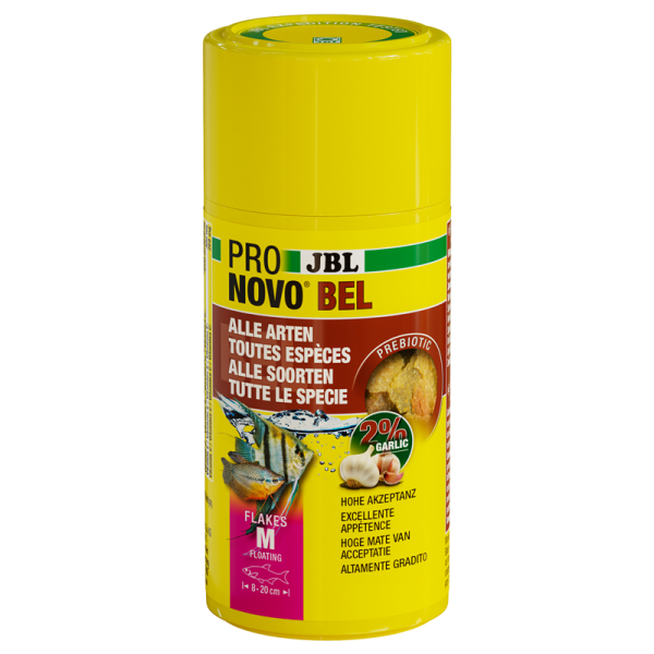 JBL PRONOVO BEL FLAKES M 100 ml / 18 g, Aquarium Hauptfutter-Flocken in Größe M für alle Zierfische von 8-20 cm