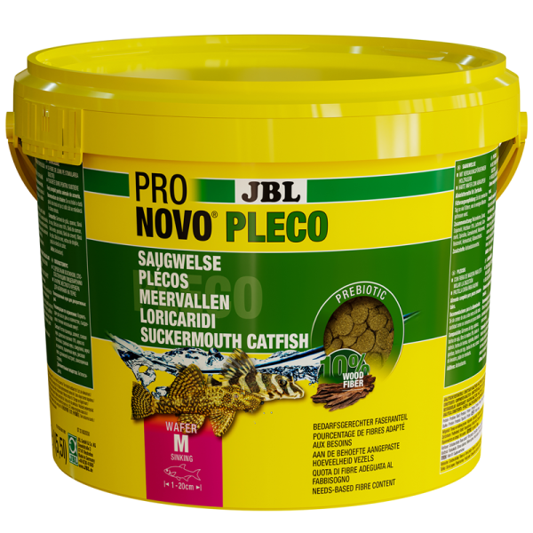 JBL PRONOVO PLECO WAFER M 5,5 l / 2,9 kg, Futtertabletten mit Holzanteil für herbivore Saugwelse von 1-20 cm