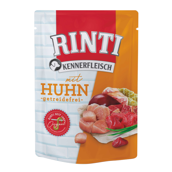 RINTI Kennerfleisch Huhn Pouch 400g, Alleinfuttermittel für Hunde