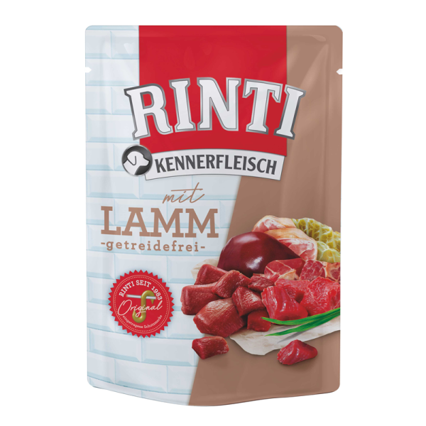 RINTI Kennerfleisch Lamm Pouch 400g, Alleinfuttermittel für Hunde