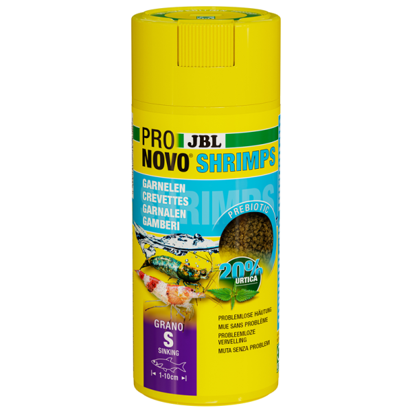 JBL PRONOVO SHRIMPS GRANO S CLICK 250 ml / 145 g, Aquarium Hauptfutter-Granulat für Garnelen von 1-20 cm