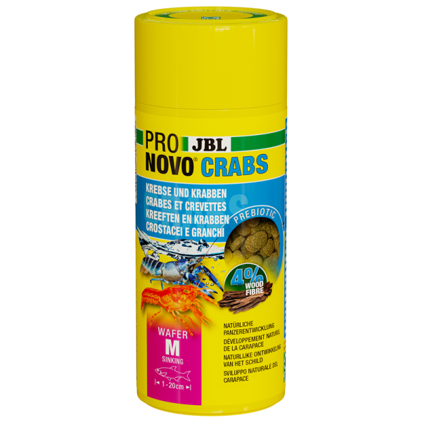 JBL PRONOVO CRABS WAFER M 250 ml / 125 g, Aquarium Hauptfutter-Wafer für Krebse, Krabben und Scherengarnelen von 1-20 cm